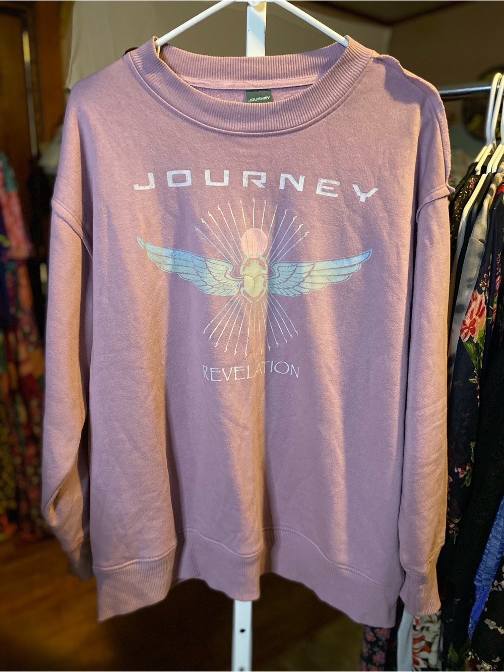 Terra & Sky Dusty Mauve Graphic Crewneck Sweatshirt - plushy fleece lined